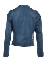 Sky Blue Genuine Leather Jacket